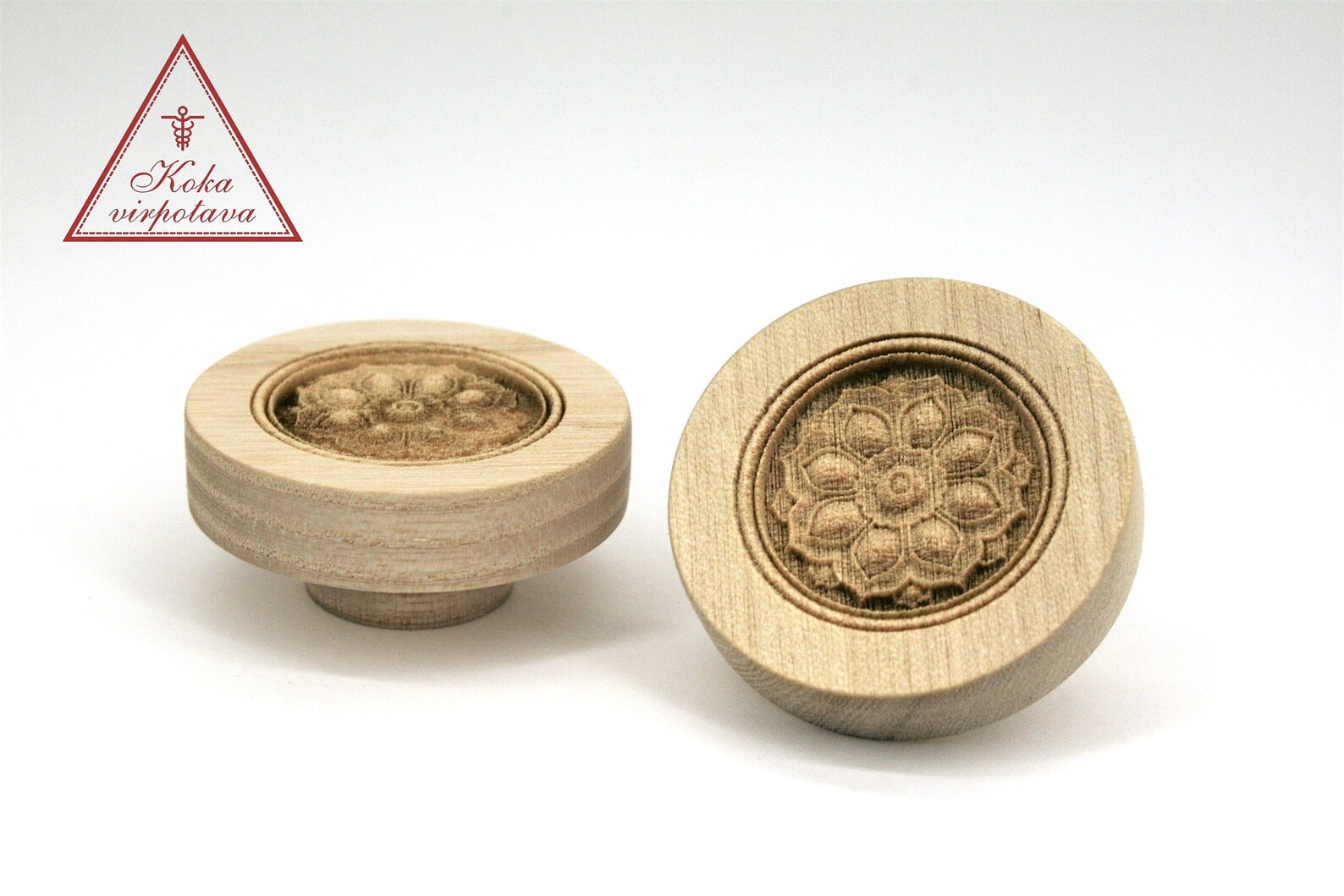 Set of 2 Knobs Furniture Knobs Wood Laser Engraved Etsy