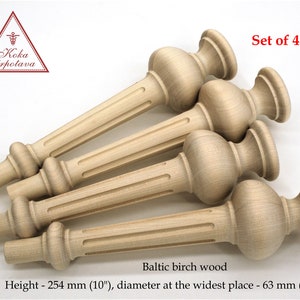 Set of 4 Furniture legs Turned wooden legs Sofa legs Wooden turned feet Coffee table legs Cabinet legs Table legs Legs for furniture
