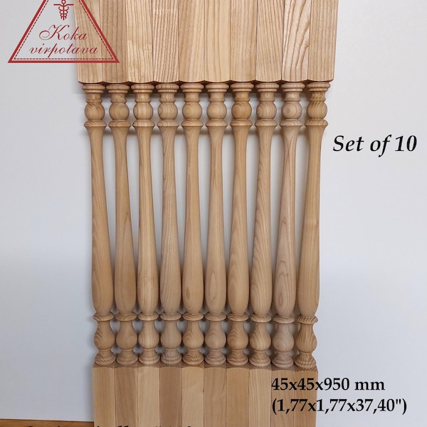 Set med 10 trappspindlar Trätrappspindlar Trappbalustrar Trappräcke Trappbalustrar Trappräcke Träspindlar Obehandlade