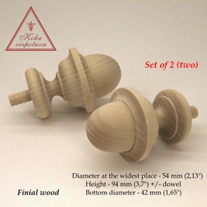 Wood Finial Bed Post 5 1/16 H Choice Oak Maple Cherry Walnut Or