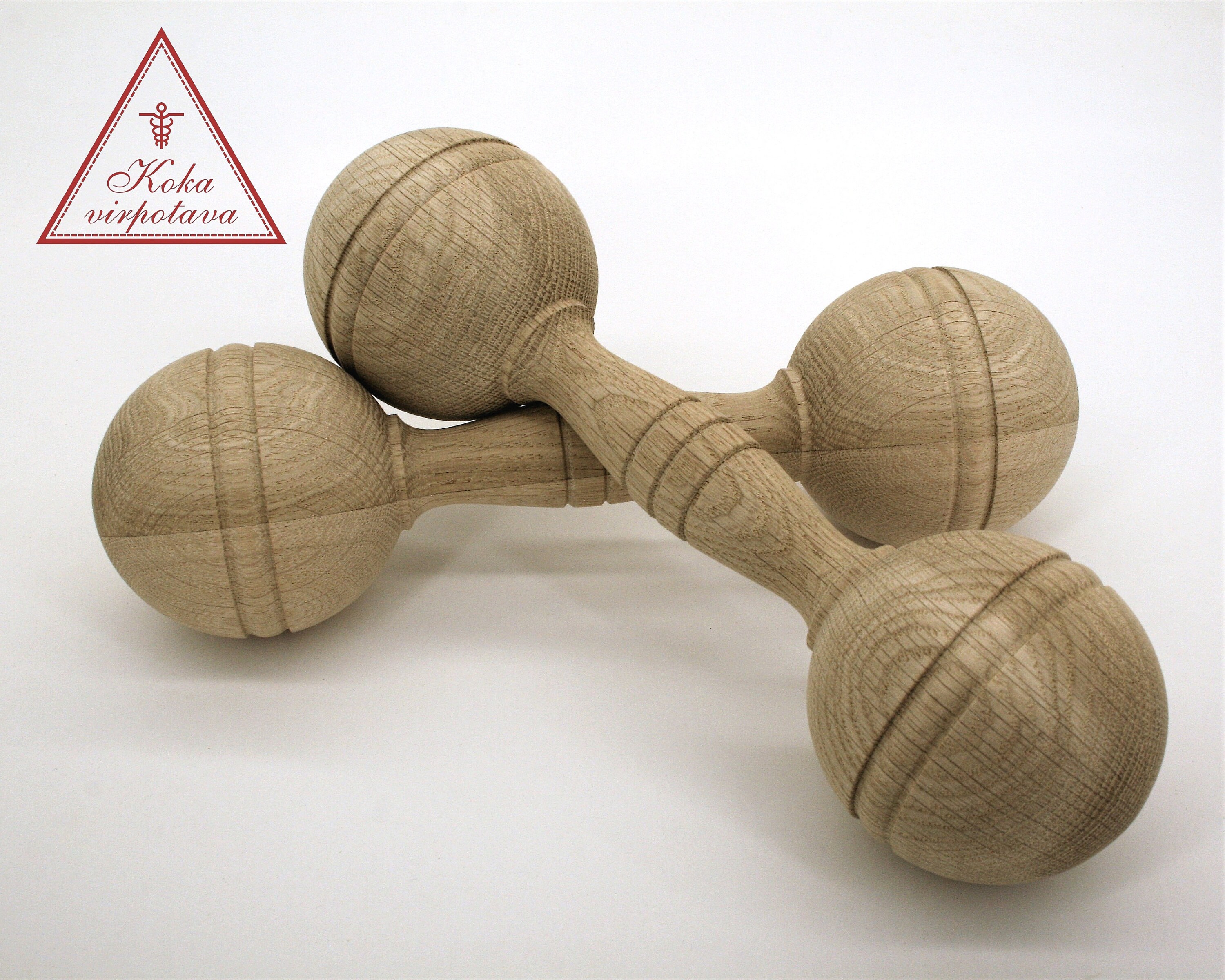 Haltères vintages en bois et fonte - 2 kg