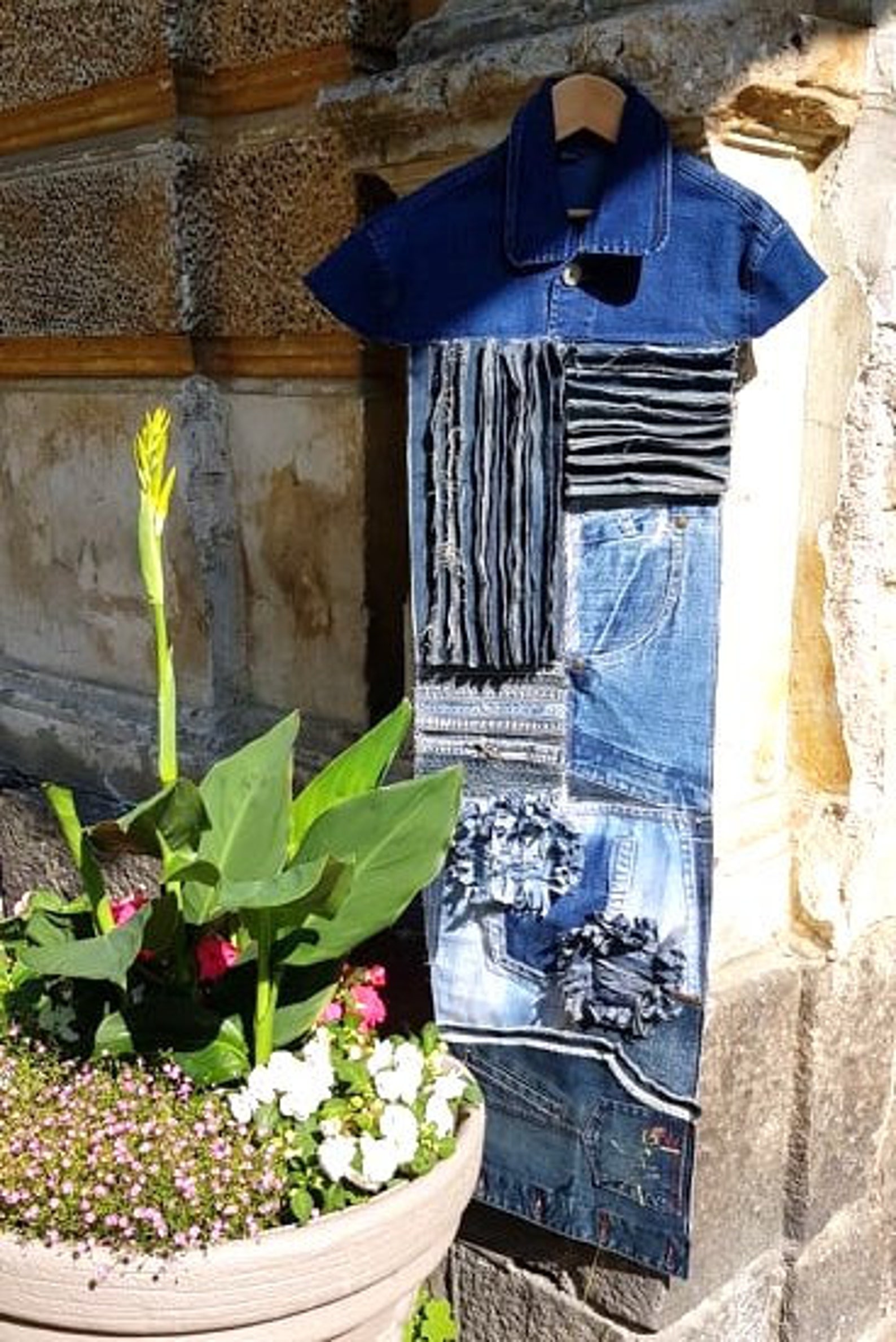 Denim Wall Art Denim Home Decor Denim upcycled Art Textile Etsy