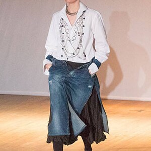 Upcycled Recycled Skirt Denim Jeans To Skirt Refashion Altered Etsy