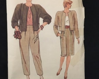 Vogue #8931 Vintage Very EASY Pattern for Misses Jacket, Skirt and Cropped Pant Sizes 8-10-12