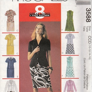 McCalls 8 Great Looks Easy # 3588 Misses and Miss Petite Lined Jacket and Skirt, Sz 10, 12, 14, 16