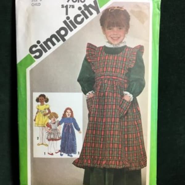 Simplicity Vintage Pattern #9818 Dress, Pinafore, Peter Pan Collar, Size 3