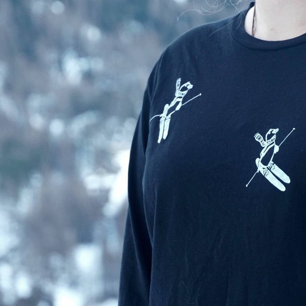 FAIRTRADE SKINGUIN Langarm Shirt Ski Pinguin / longsleeve shirt penguin - ski snowboard winter wintersport UNISEX
