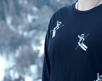 FAIRTRADE SKINGUIN Langarm Shirt Ski Pinguin / longsleeve shirt penguin - ski snowboard winter wintersport UNISEX