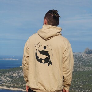 Delfin Sweatshirt Unisex // Dolphin Sweater yin yang HANDPRINTED image 3