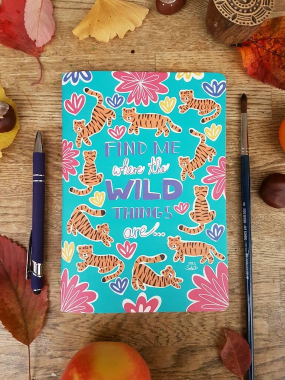 Reisetagebuch Wendeheft Notizbuch Skizzenbuch Tagebuch Tiger Schildkröte / Notebook Sketchbook Turtle Tiger Travelbook