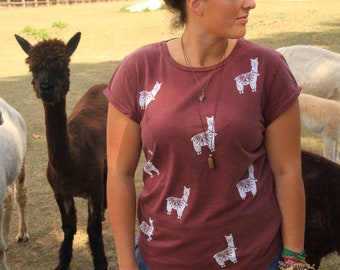 Camiseta Fairtrade Alpaca: Algodão orgânico lavado a pedra, estampado à mão