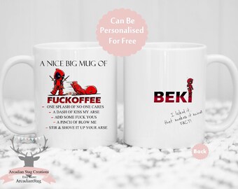 Personalised custom made Deadpool , The Flash Fuckoffee Coffee Cup - Add any name or message
