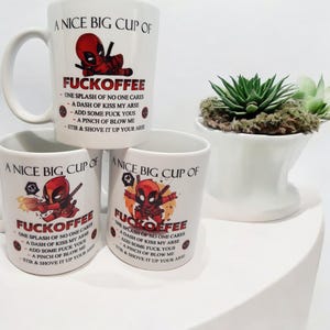 Deadpool F**koffee Travel Mug, Funny Superhero Coffee Cup, Novelty Gift for Marvel Fans, Gift for Coffee Lovers