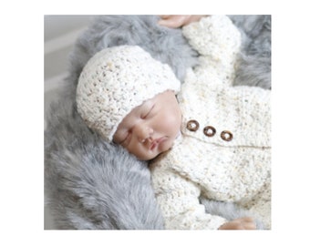 Dk Newborn Cardigan and hat Crochet Pattern Design 002  **PDF Download** **Pattern ONLY**