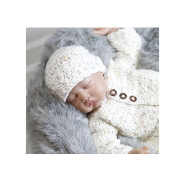 Dk Newborn Cardigan and hat Crochet Pattern Design 002  **PDF Download** **Pattern ONLY**