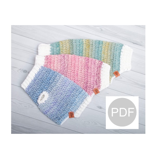 3 Sizes Crochet Dog Sweater/Coat in ARAN Yarn **PDF Instant Download** Pattern ONLY