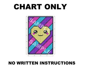 CHART ONLY 40 x 60 Kawaii Heart C2C corner to corner crochet blanket pattern *** PDF Instant download *** no written instrctions