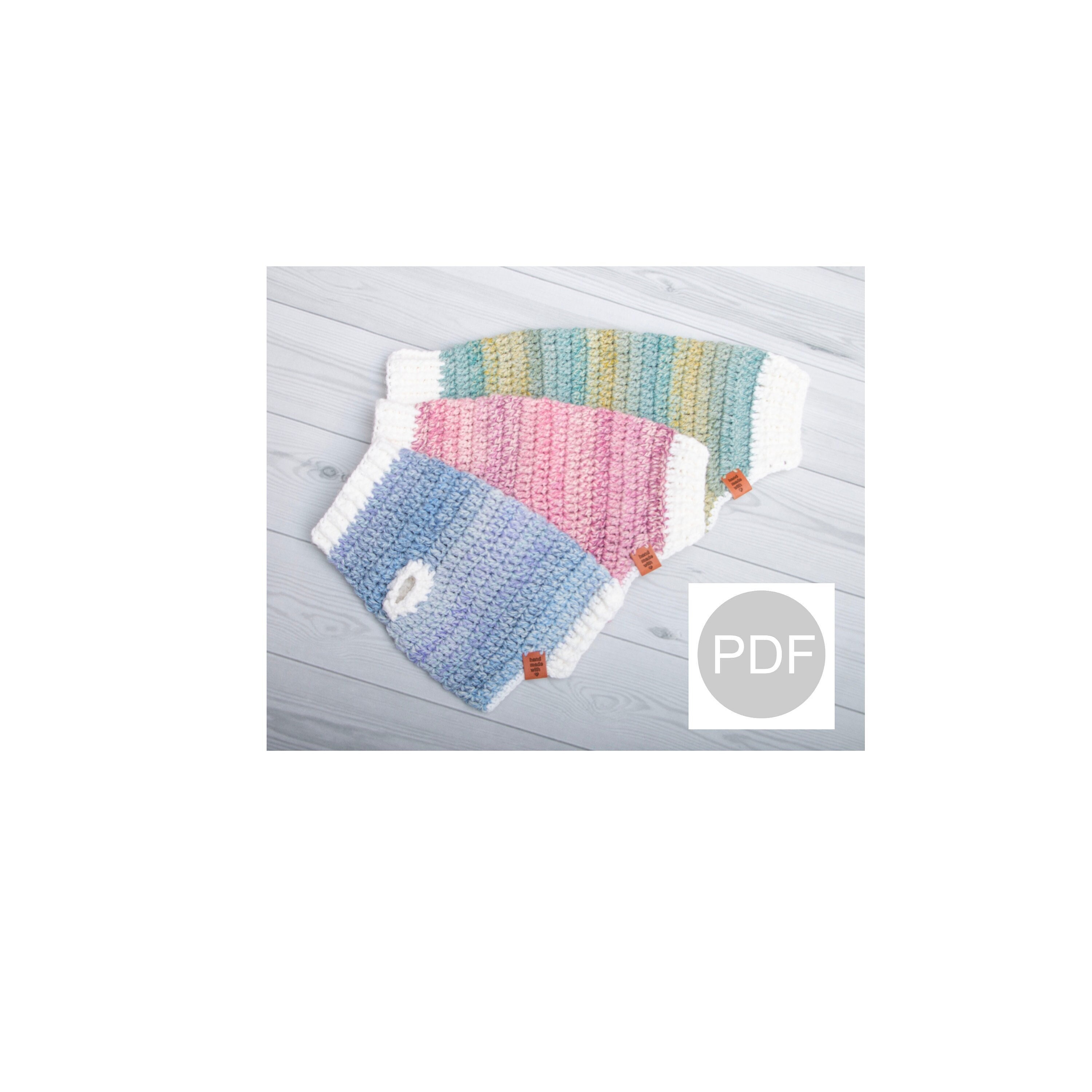 3 Sizes Crochet Dog Sweater/Coat in ARAN Yarn **PDF Instant Download** Pattern ONLY