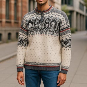 Vintage Dale of Norway Norge 2000 Sweater XL | 100% Wool Nordic Knit Ski Pullover | Made in Norway