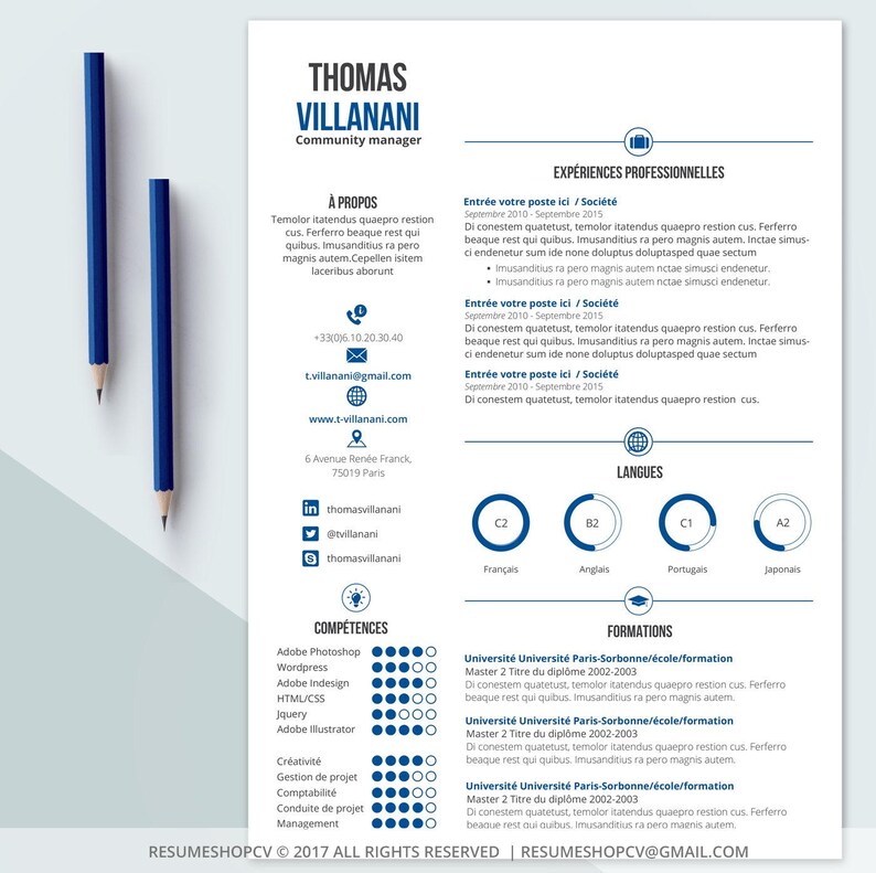 3 CV / curriculum vitae professionnel, moderne et graphique 3 Lettres de motivation Pack de picto pour Microsoft Word LordOfWork 4.0 image 2