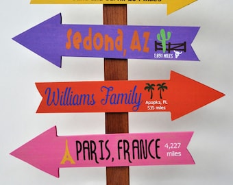 Warm Breezes Directional Signs Personalized Beach Southern Tropical Tiki Island Arrows Colorful Home Stand Decor Wedding Party Wood Paint