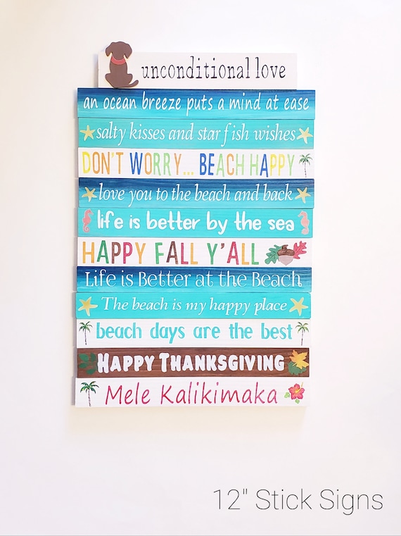 Believe in the Magic of Christmas and Let Our Hearts be full of Thanks Giving 2 Sided Hand Painted Wood Board Skinny Stick Sign Home Decor