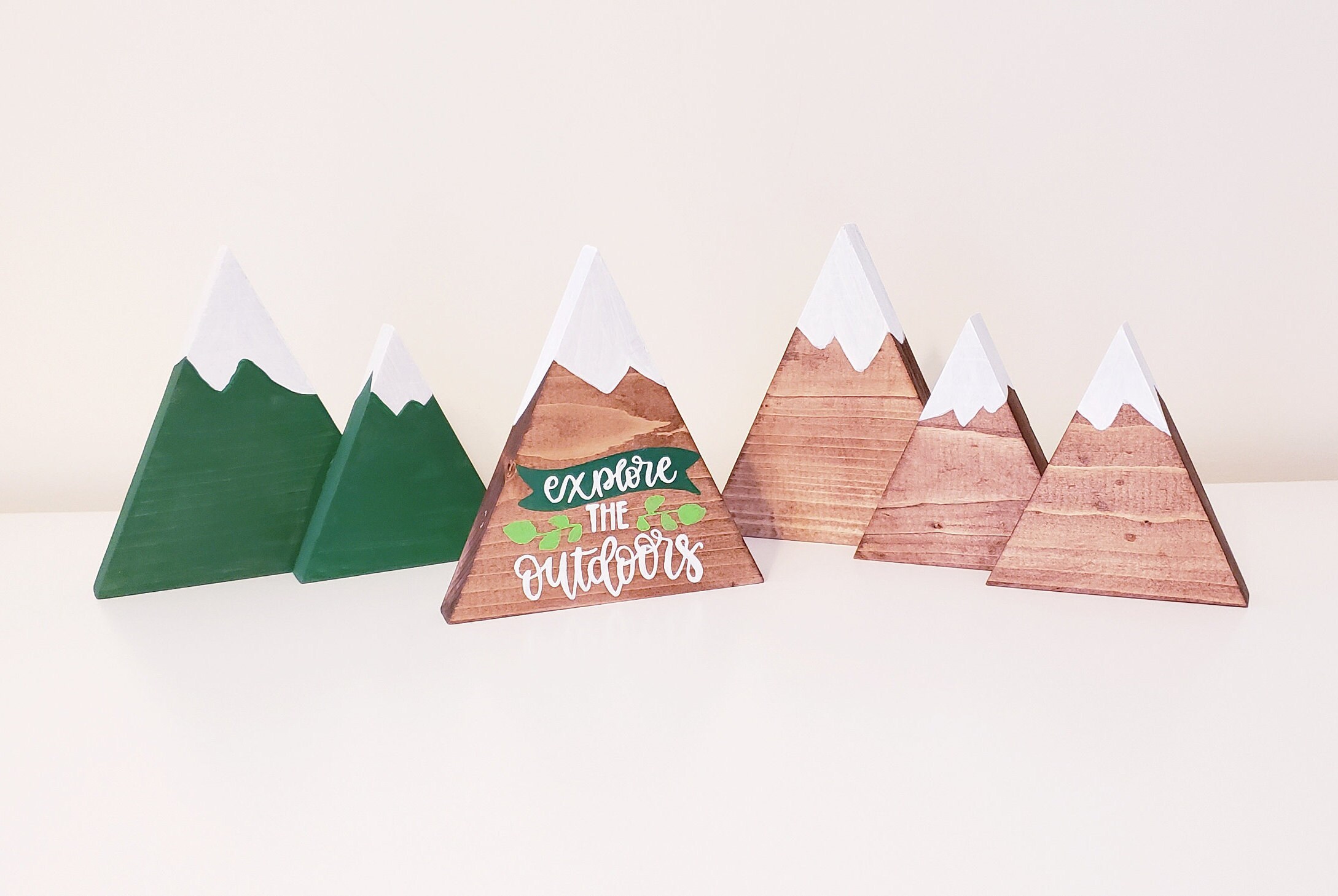 Explore the Outdoors Mountains Stained Painted Wood Art Sign Etsy