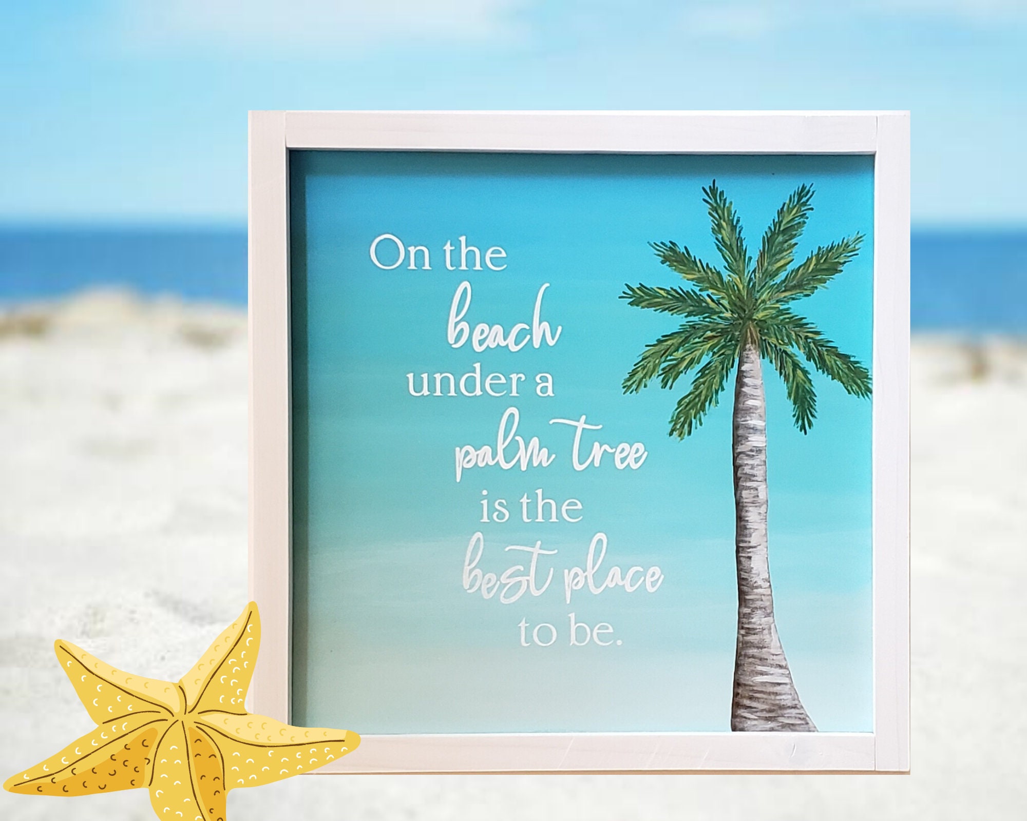 On the Beach Under a Palm Tree is the Best Place to Be Hand - Etsy