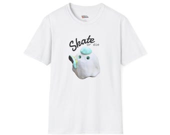 Skate or Die Ghost with Skateboard Deck T-Shirt | Skateboarder tee