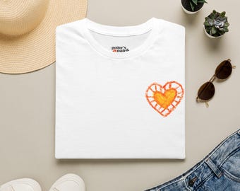 Hand-Drawn Orange Heart Snail T-Shirt — Halloween Snail with Pumpkin Shell
