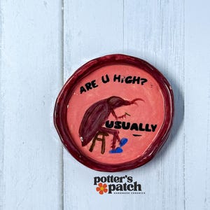 Smoking Roach Wearing Slippers Small Tray Handmade Ceramic Dish