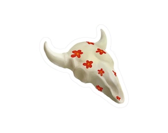 Ceramic Bison Skull Flowers Sticker