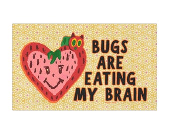 Caterpillar Strawberry Car Magnet | Bugs Eating My Brain Vinyl