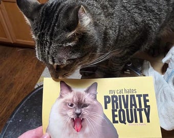My Cat Hates Private Equity Sticker | Funny Cat Humor Bumper Decal