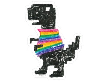 Rainbow Sweater Retro Dinosaur Stickers | Kiss-Cut Vinyl Sticker