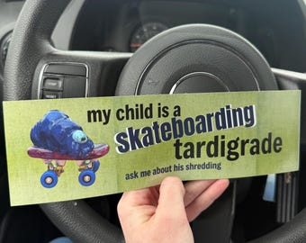 Skateboarding Tardigrade Car Magnet | All-Weather Vinyl