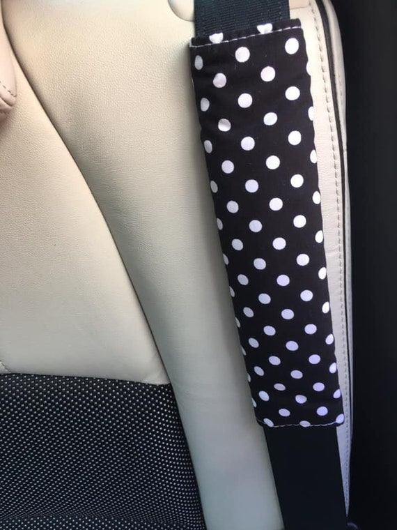 Black White Spots Hearts Or Stars Car Seat Belt - How To Make Seat Belt Pad Black White Spots Hearts Or Stars Car Seat Belt - How To Make Seat Belt Pad