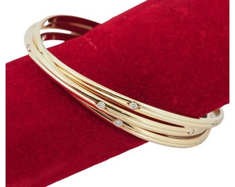 Cartier Trinity Constellation Bangle Bracelet 1ct Diamonds Yellow Gold