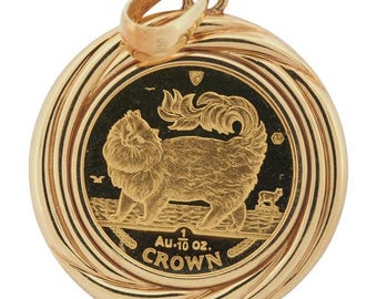 Isle of Man 1993 Maine Coon Elizabeth II Coin 1/10 oz Crown Gold Pendant Top