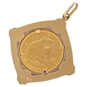 Isle of Man 1995 Turkish Cat Elizabeth II Coin 1/25 oz Crown Gold Pendant Top