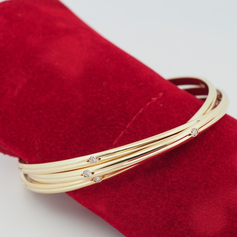 Cartier Trinity Constellation Bangle Bracelet 1ct Diamonds Yellow Gold image 6