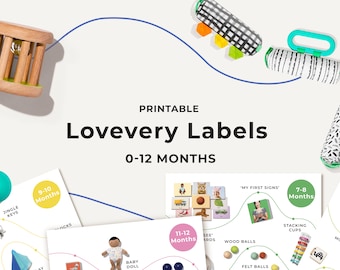 0-12 meses / Etiquetas Lovevery imprimibles
