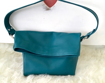 Turquoise leather shoulder bag