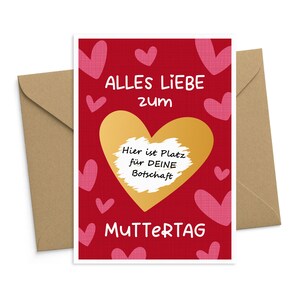 Muttertagskarte Rubbelkarte zum Selber Beschriften mit Umschlag Gutschein Muttertag Karte