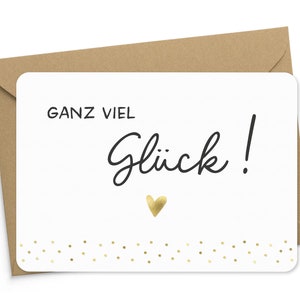 Karte Ganz viel Glück goldfoliert mit Kraftpapier-Umschlag Grußkarte