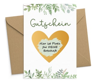 Rubbelkarte Rubbellos "Gutschein" zum Selber Beschriften mit Umschlag Geschenkarte