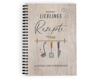 Recipe book A5 for writing your own recipes - spiral book with table of contents and protective cover - ideal as a gift or for yourself.