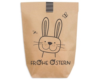 6 Ostertüten "Frohe Ostern" mit Aufkleber zum Verschließen Kraftpapier 2 Größen