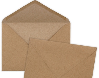 Briefumschläge aus Recycling Kraftpapier C6 - Kuverts ohne Fenster nassklebend - ideal für Hochzeit