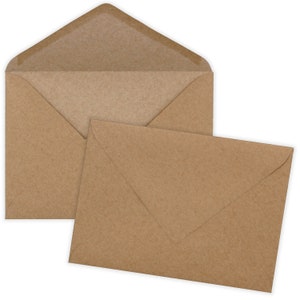 Briefumschläge aus Recycling Kraftpapier C6 - Kuverts ohne Fenster nassklebend - ideal für Hochzeit